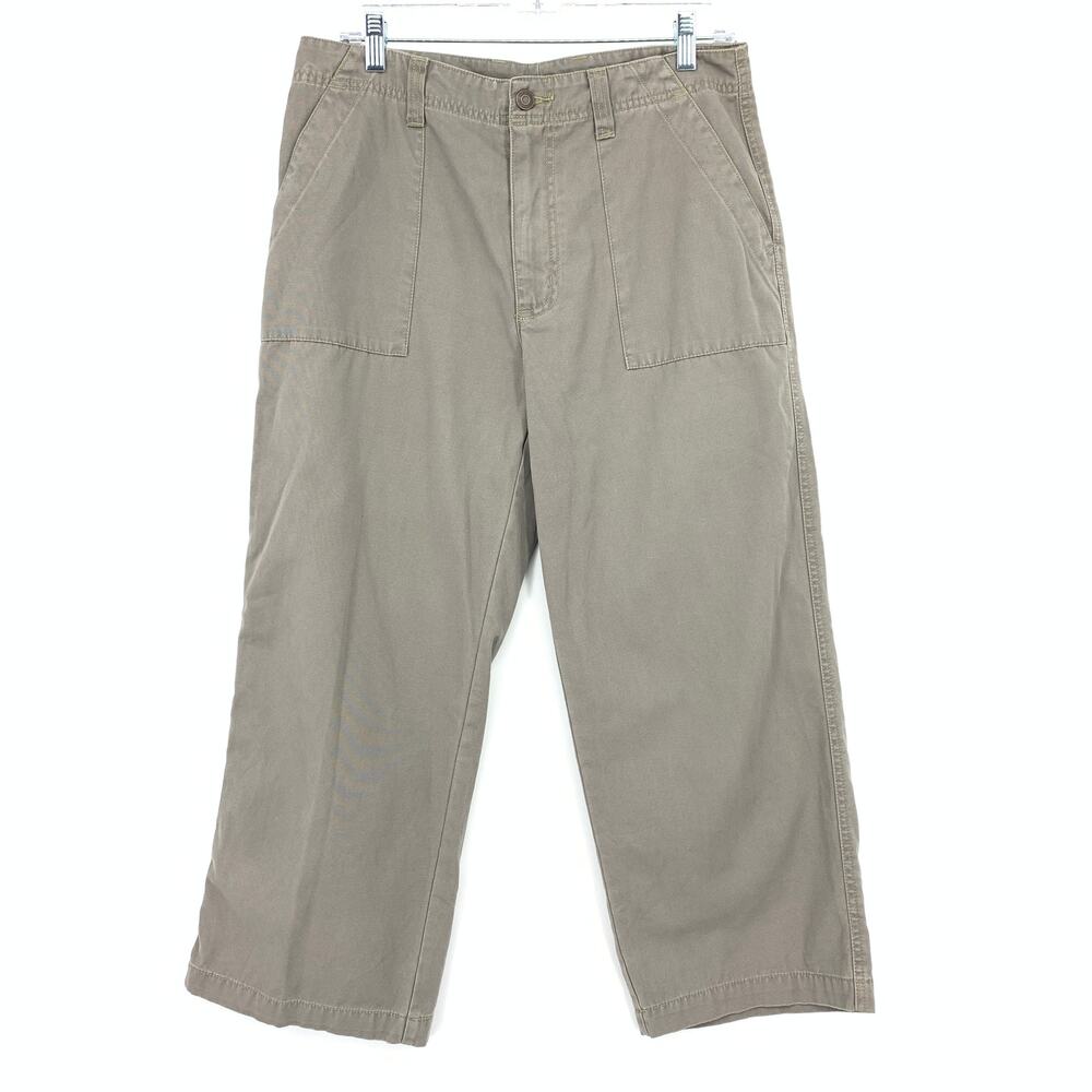Royal Robbins Cropped Wide Leg Pants Womens Size 10 Gray Taupe 100% Cotton